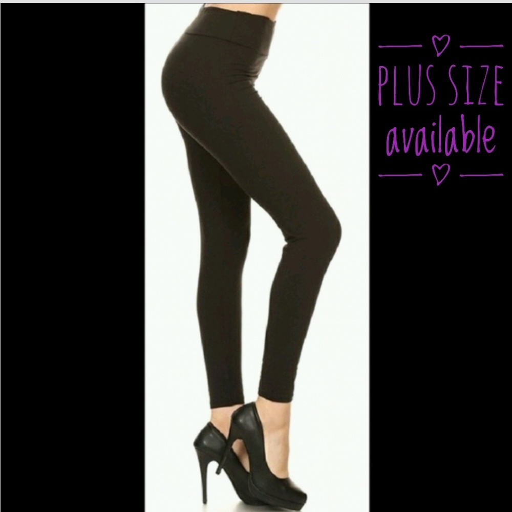 Plus Size Black Yoga Waist Buttery Soft Leggings - Picture 6 of 8